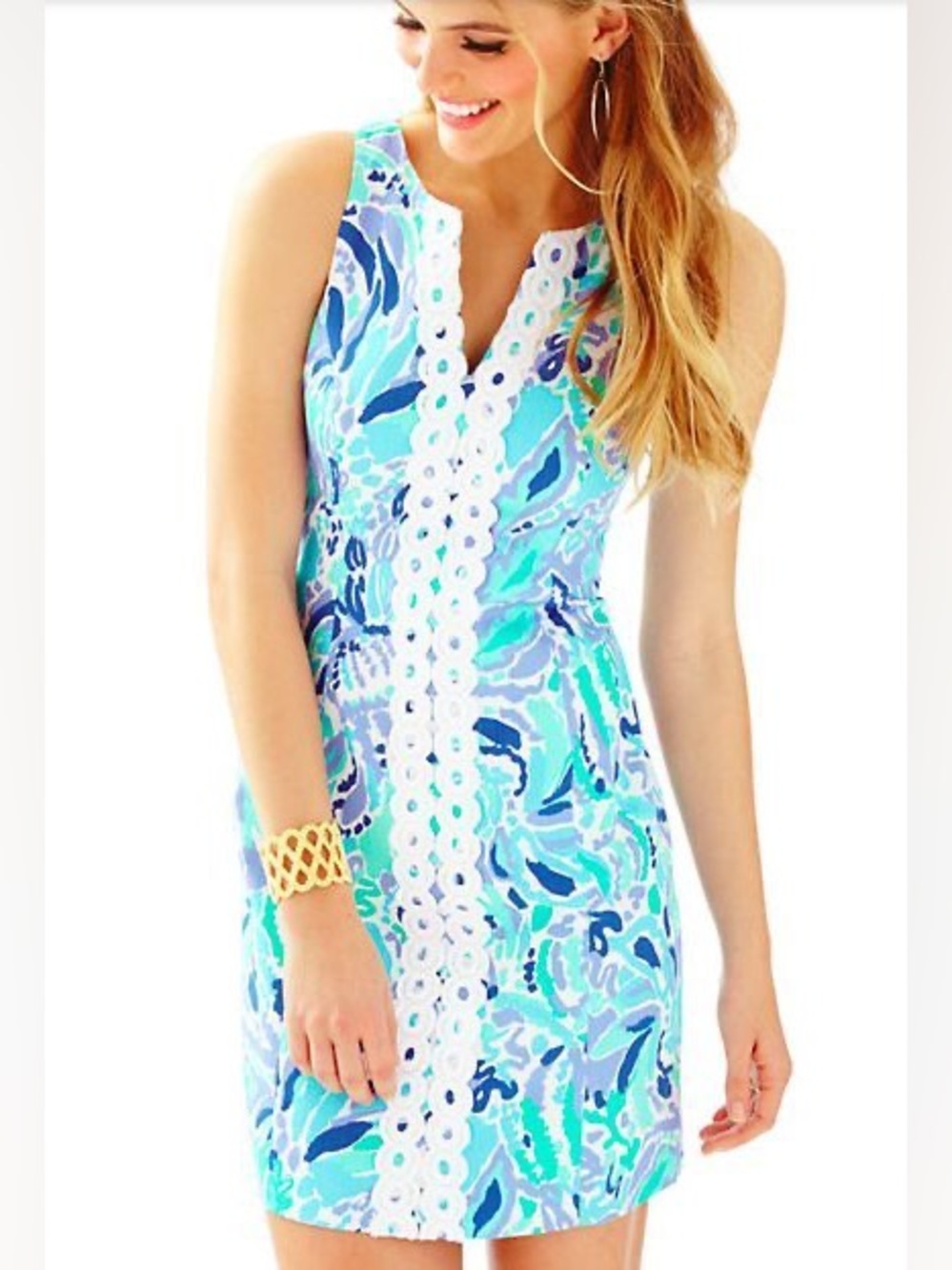 Lilly Pulitzer Ryder Shift Dress blue, purple, and green floral size 8